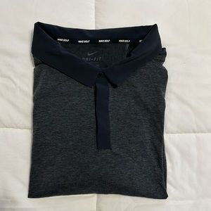 Men’s XXL Dri-Fit Nike Golf Long Sleeve Polo. Charcoal/Black